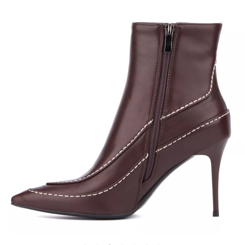 Elegant Torgeis Brown Sophie Bootie heels with Faux fur lining - Picture 4 of 11